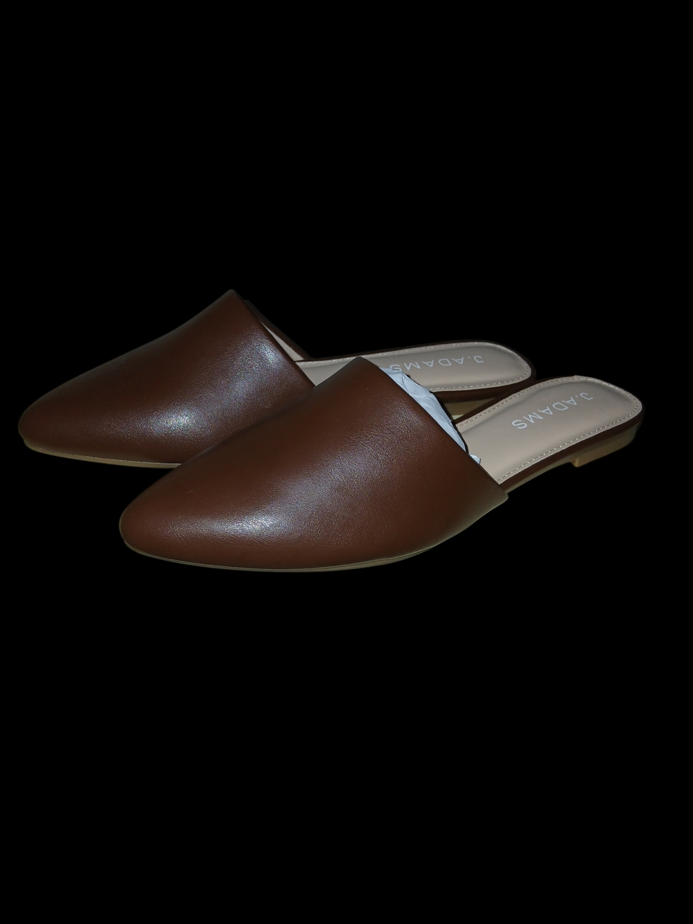 J Adams Brown Slip-On Pointed Toe Mules